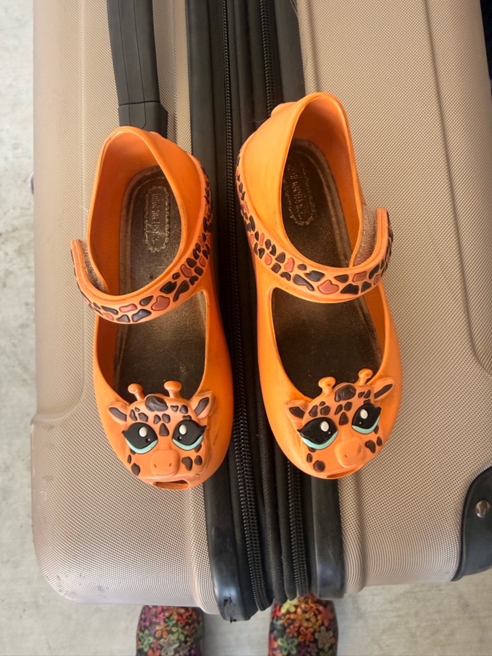 Mini Melissa Orange Giraffe Mary Jane Sandals
